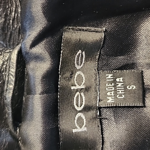 Vintage 90s BEBE Black Leather Double Breasted Jacket Size Small - Picture 13 of 16
